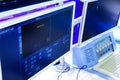 Monitors of equipment at oncology department at hospital. depth of field blur Royalty Free Stock Photo