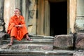 Monk at Angkor Wat Royalty Free Stock Photo