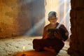 Monk in Bagan, Myanmar Royalty Free Stock Photo