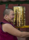Monk Buddhist Temple Prayer Rolls Mongolia