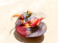 Monk in a bull deity mask performs a religious masked and costumed dance of Tantric Tibetan Buddhism on the Cham Dance Yuru