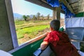 Young monk in the train