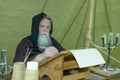 Monk chronicler Royalty Free Stock Photo
