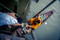 Monk Collecting Alms at Amphawa River