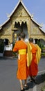 Monk coming in temple