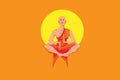 Monk doing meditation vector illustration