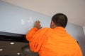 Monk draw mystic symbol of new home