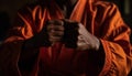 The monk fist, a symbol of conflict in spirituality generated by AI