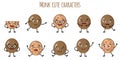 Monk fruit cute funny cheerful characters with different poses and emotions