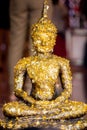 Monk golden image of Buddha Royalty Free Stock Photo