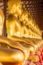 Monk golden image of Buddha Royalty Free Stock Photo