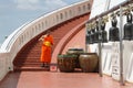 The monk and The Golden Mountain in Bangkok Royalty Free Stock Photo