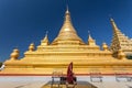 Monk at Kuthodaw pagoda, Mandalay, Myanmar Royalty Free Stock Photo