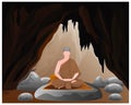 The monk meditation cartoon shape