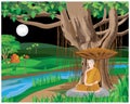 The monk meditation under tree