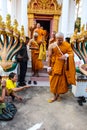 Monk ordained in Thai temple Royalty Free Stock Photo