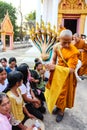 Monk ordained in Thai temple Royalty Free Stock Photo