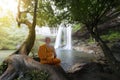 Monk practice meditation Royalty Free Stock Photo