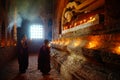 Monk pray with candle in Bagan, Myanmar Royalty Free Stock Photo