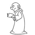 Monk priest preaching character illustration cartoon contour line