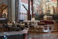 The monk reads a prayer to the parishioners in the Basilica of the Annunciation in the old city of Nazareth in Israel