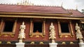 Monk Sat Back in The Window in The Wooden Church