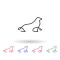 Monk seal one line multi color icon. Simple thin line, outline of animals one line icons for ui and ux, website or mobile