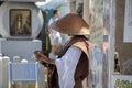 Monk At The Shitennoo-Ji Tempel At Osaka Japan 4-9-2016