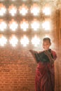 Monk standing reading scripture Royalty Free Stock Photo