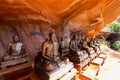 Monk statues at Wat Phu Tok, Bueng Kan, Thailand Royalty Free Stock Photo