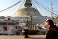 Monk and stupa Royalty Free Stock Photo