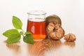 Monk tea on wooden background.