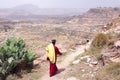 Monk in Tigray region, Ethiopia, with vast landscape