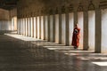 Monk in Tunnel Entrance to Shwezigon Pagoda in Bagan Myanmar, Burma Royalty Free Stock Photo