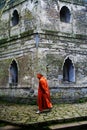 The Monk walking in The Chong Sheng Temple