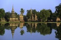 Monk walking reflection Royalty Free Stock Photo