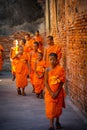 A monk in Wat Yai Chai Mongkhon in Ayutthaya, Thailand. Royalty Free Stock Photo