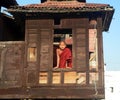 Monk at Window. Royalty Free Stock Photo