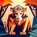 Monkey abstract background. Vector illustration of a monkey in low poly style. generative AI