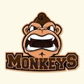 Monkey Aggry And Red Eye Color Logo Illustration