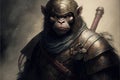 Monkey animal portrait dressed as a warrior fighter or combatant soldier concept. Ai generated