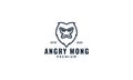 Monkey or ape head line angry logo design