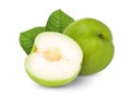 Monkey apple or jujube with green leaf isolated on the white Royalty Free Stock Photo
