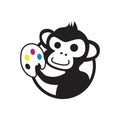 Monkey artist holding art pallette character mascot vector