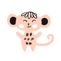 Monkey baby cute print set. Cool african animal Royalty Free Stock Photo