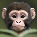 Monkey baby portrait, cute curious young animal portrait