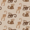 Monkey baby seamless pattern, kid apes brown background for clothes design print textile design