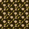Monkey and banana seamless pattern Royalty Free Stock Photo