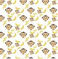 Monkey and banana seamless pattern Royalty Free Stock Photo