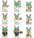 Vector Illustration of Cute Rabbit with Baseball costume Royalty Free Stock Photo